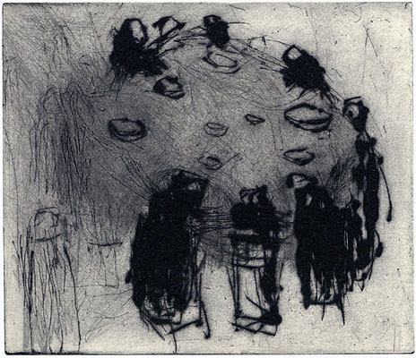 Helena Bergenrud  bergenrud.com  SÅNG TILL DEM, 13 X 15 CM torrnålsgravyr, drypoint, kaltnadel radierung